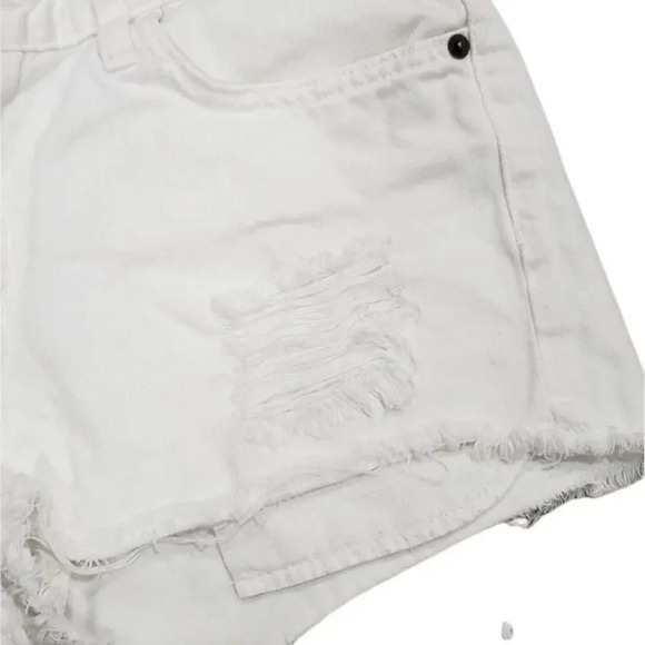 Current/Elliott White Denim Distressed Jean Shorts 25 - Picture 2 of 4